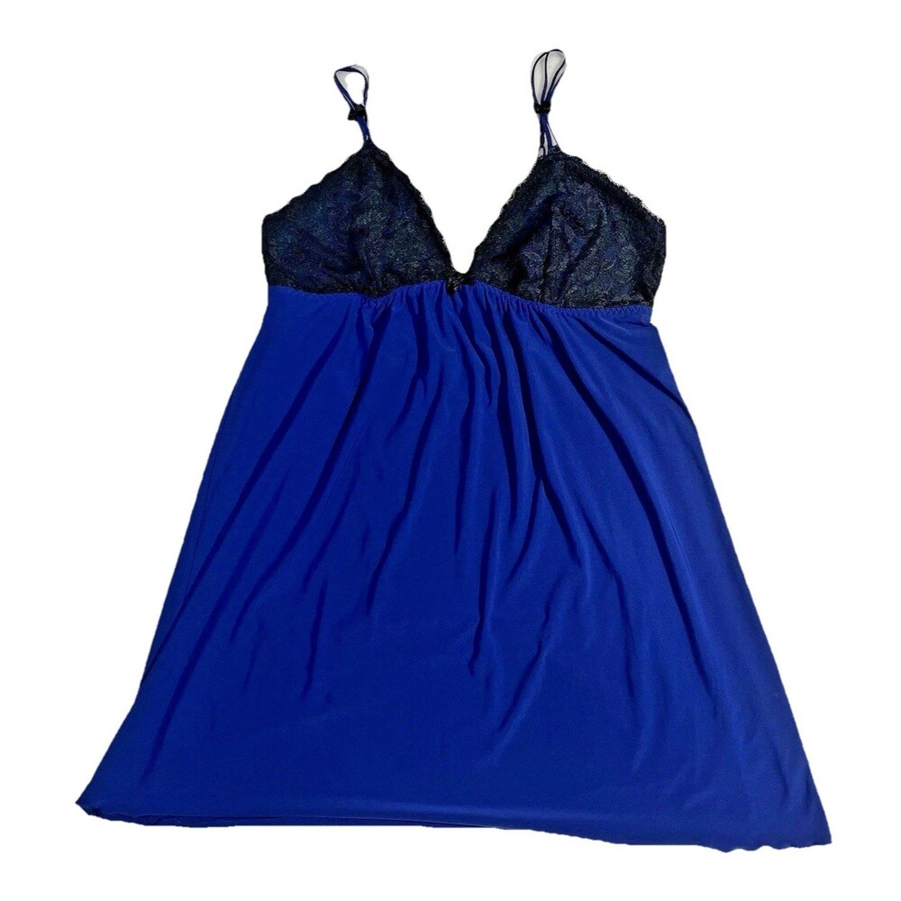 Chanteuse Babydoll Nightie Women’s Large Blue/Black Lingerie Vintage